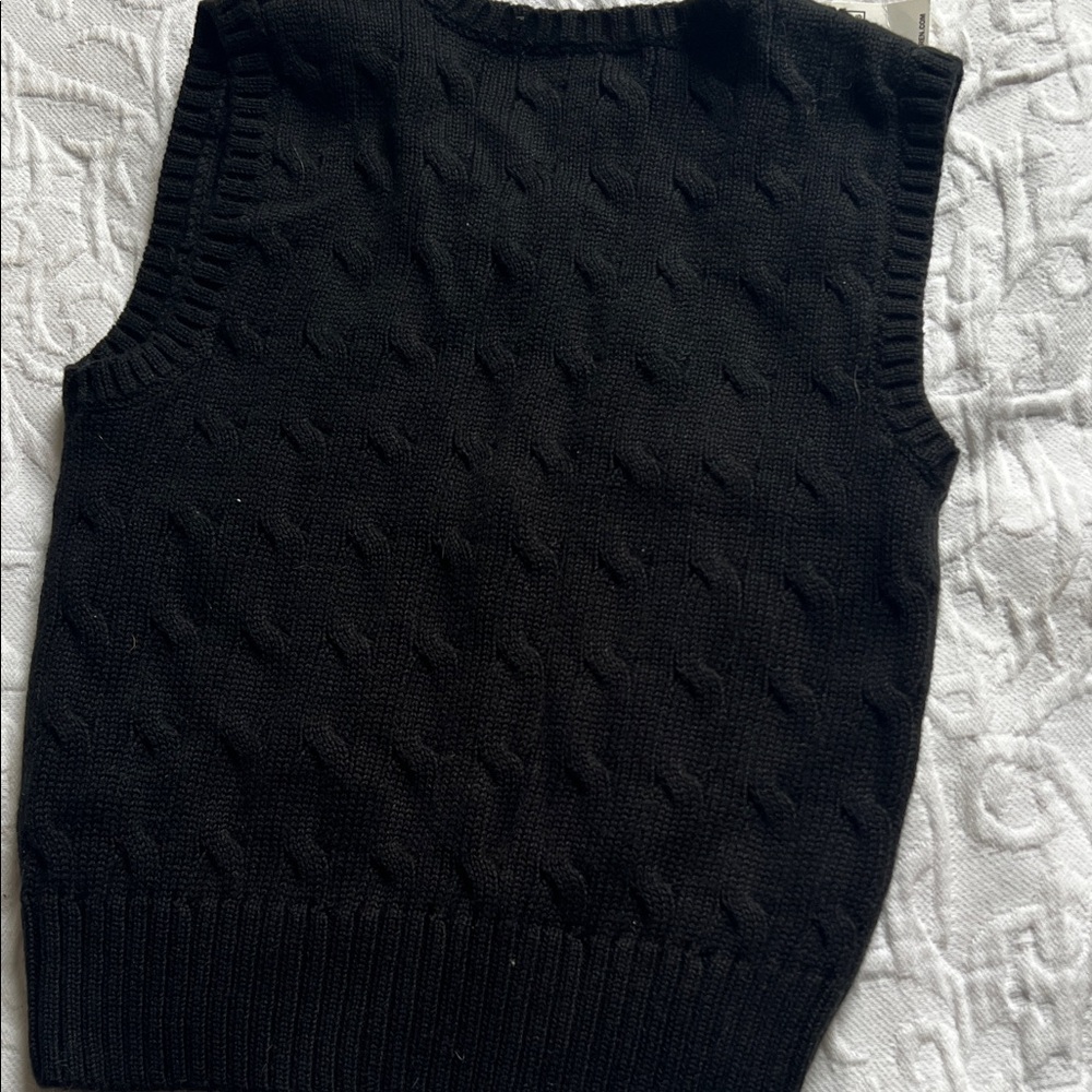 Polo Ralph Lauren Men's V-Neck Sweater in Black with Purple Logo - Picture 3 of 5